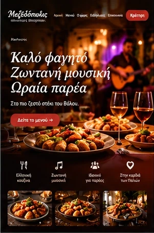 Σχέδιο ιστοσελίδας για Εστιατόριο / Μεζεδοπωλείο