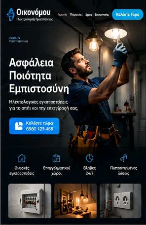 Σχέδιο ιστοσελίδας για Ηλεκτρολόγος
