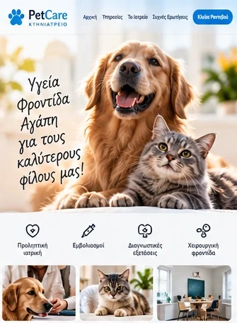 Σχέδιο ιστοσελίδας για Κτηνιατρείο