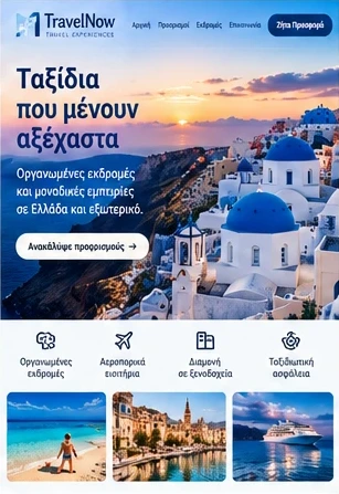 Σχέδιο ιστοσελίδας για Ταξιδιωτικό γραφείο