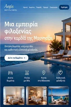 Σχέδιο ιστοσελίδας για Ξενοδοχείο